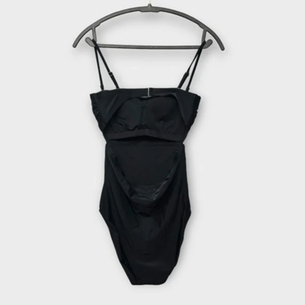 J. Crew Back Cutout One-Piece Swimsuit Black S Minimalist Resort Vacation NWT